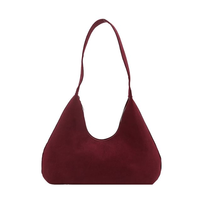 Plain faux Suede Shoulder Bag