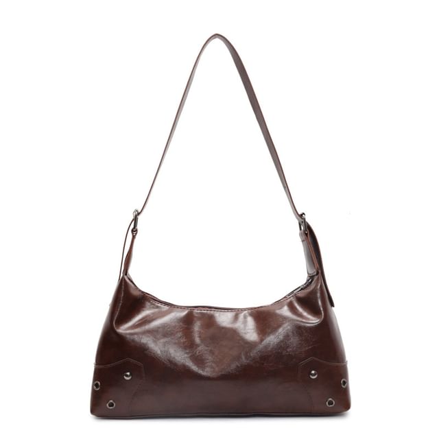 Studded Faux Leather Shoulder Bag