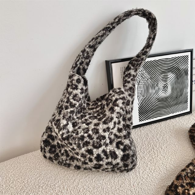 Leopard Patterned Boucle Tote Bag (Various Designs)
