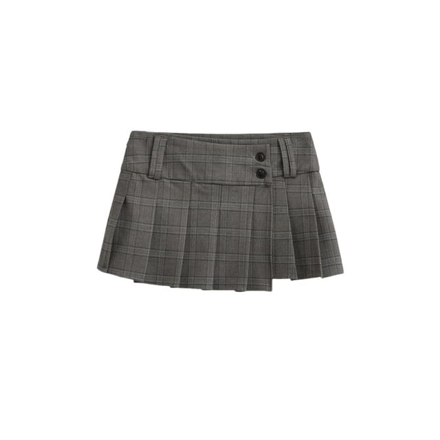 Striped Pleated Mini Skirt High Rise