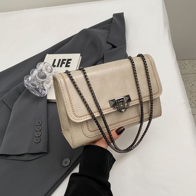 Faux Leather Flap Shoulder Bag