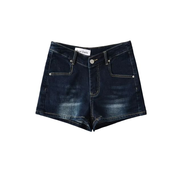 Low Waist Washed Mini Denim Shorts