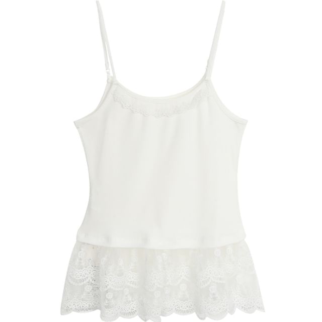 Slim-Fit Lace-Panel Cami Top
