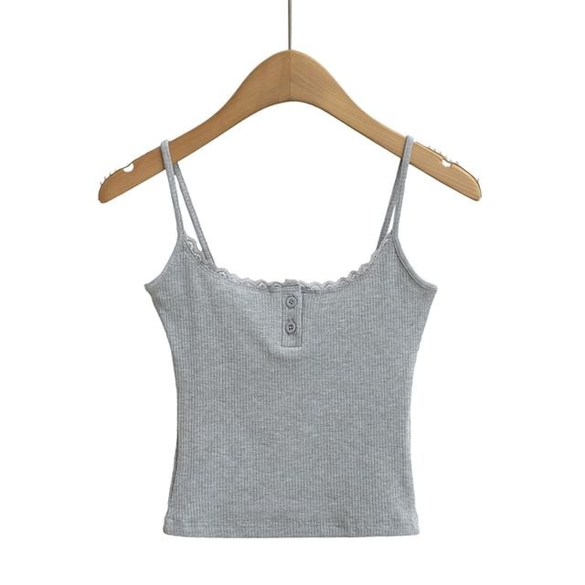 Lace-Trimmed Knit Camisole Crop Top