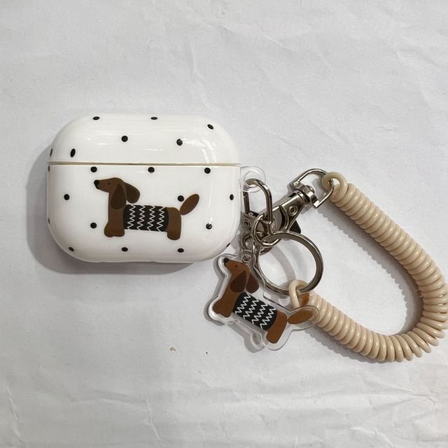 Polka Dot Dog AirPods / Pro Earphone Case Skin / Charm / Coil Strap / Set