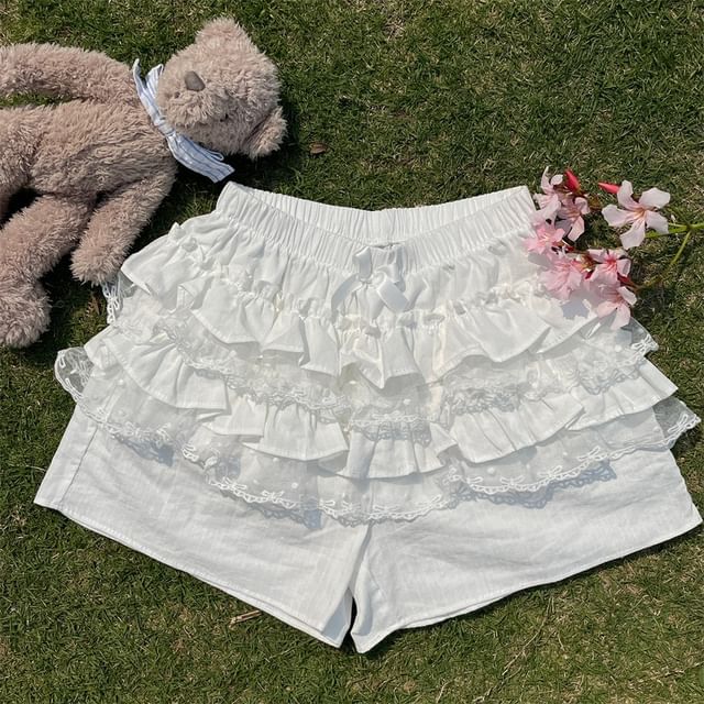 Ruffled High-Rise Mini A-Line Skirt with Elegant Trim