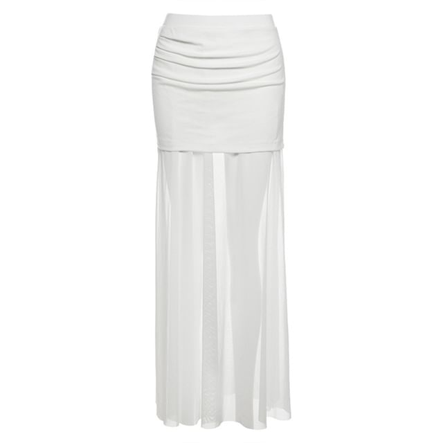 Sheer Pencil Skirt with High Waist