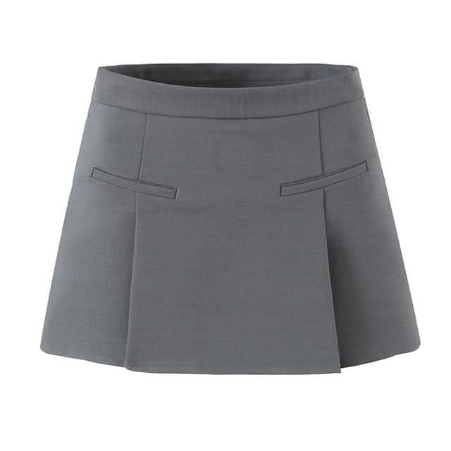 High-Rise Solid Flared Mini Skirt