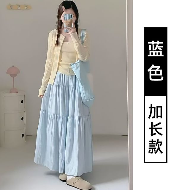 Versatile High-Rise Plain Maxi A-Line Skirt in Multiple Designs