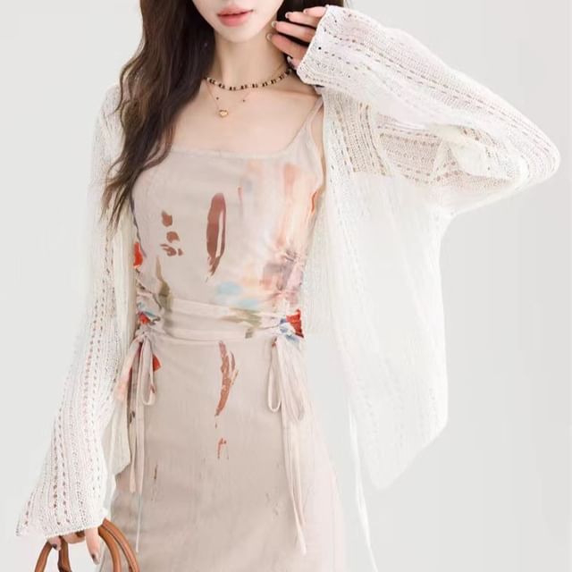 Tie-Front Crochet Lace Cardigan