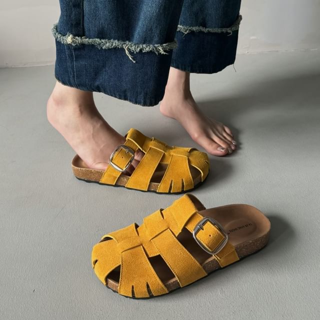 Cutout Buckled Slide Sandals