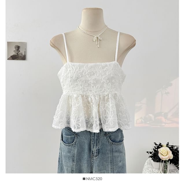 Tie Front Lace Panel V Neck Cami Top