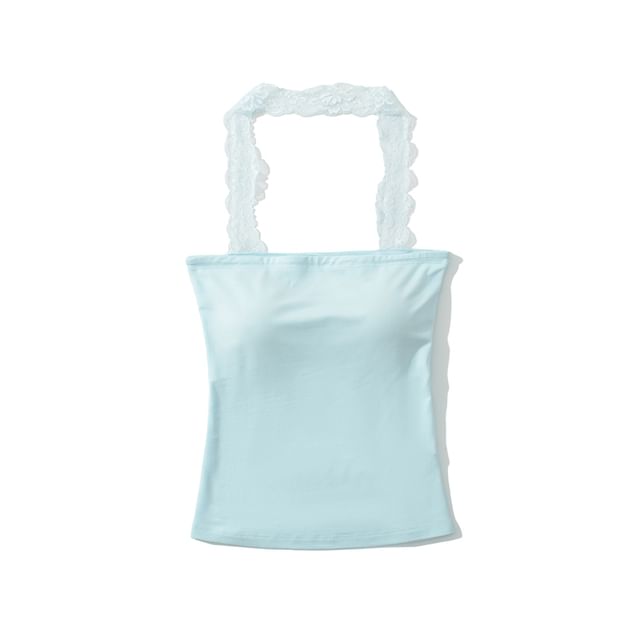 Lace Trim Halter Neck Camisole Top