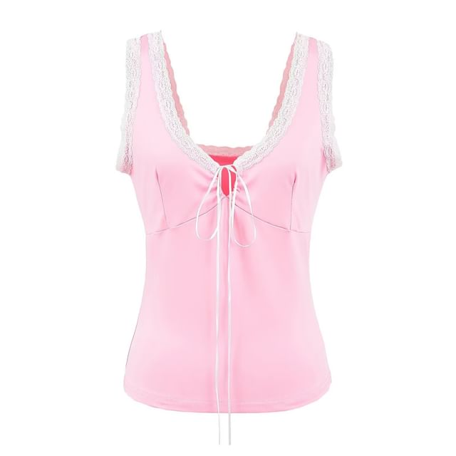 Lace Trim V-Neck Tank Top
