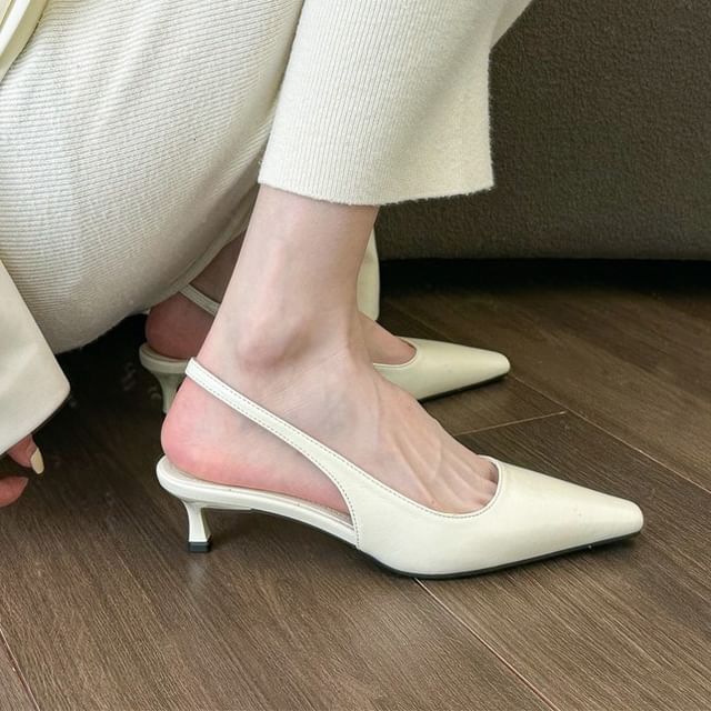 Toe Slingback Kitten Pointed Mules Heel