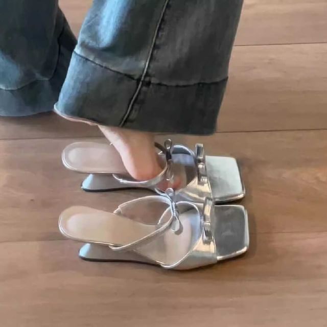 Wedge Sandals Bow Slide Heel