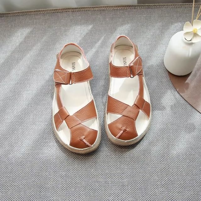 Plain Genuine Leather Slingback Gladiator Sandals
