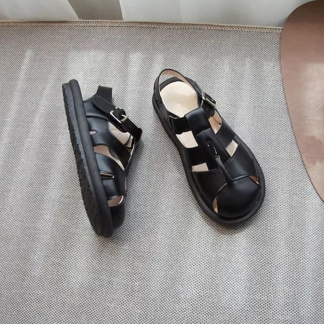 Plain Faux Leather Slingback Gladiator Sandals