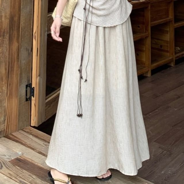 Cowl Neck Tee & Maxi Skirt with Belt Set