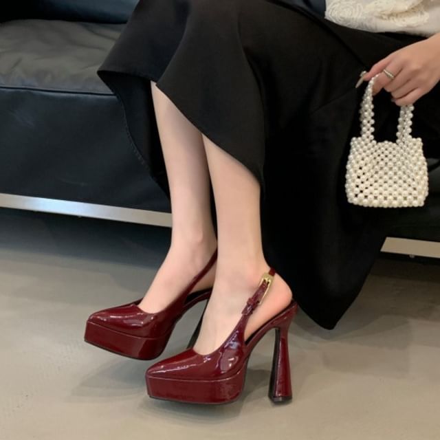 Block Heel Platform Slingback Sandals