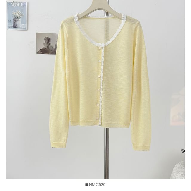 Long Sleeve Lace Trim Cardigan