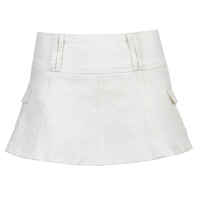 Low Waist Cargo Mini A-Line Skirt