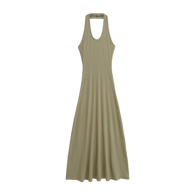 Black Halter Maxi A-Line Dress - Altfashion Shop