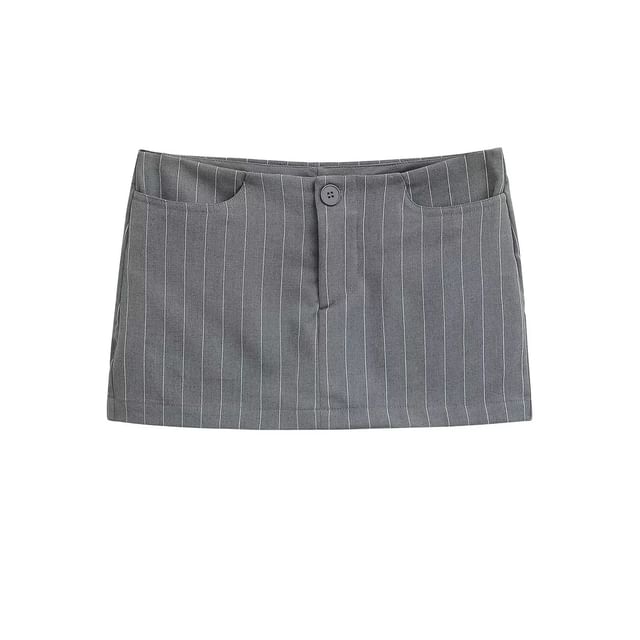 Striped Mini Pencil Skirt with Mid Rise Fit