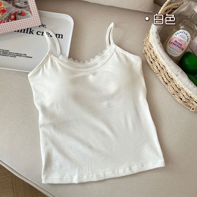 Mock Two-Piece Lace Padded Camisole