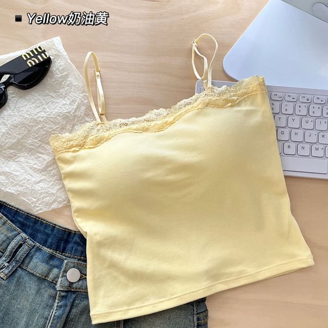 Lace Trim Padded Slim Camisole