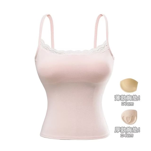 Plain Lace-Trimmed Cami Top