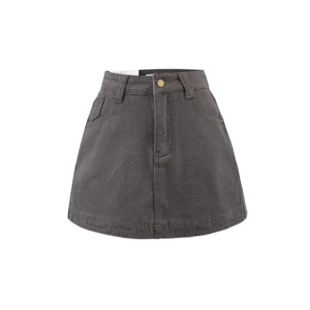 Mini Denim A-Line Skirt with High Waist