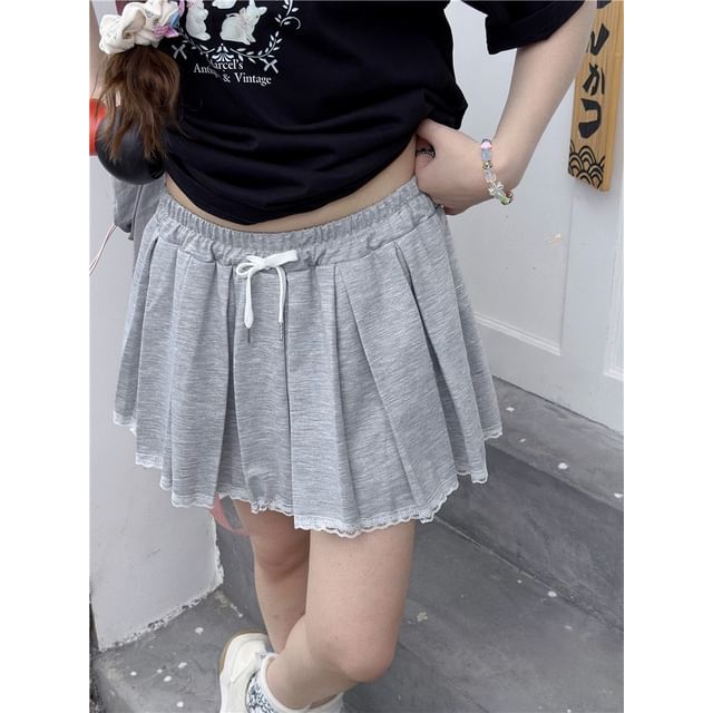 High Rise Mini Pleated Skirt Plain