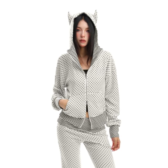 Dotted Zip-Up Hoodie