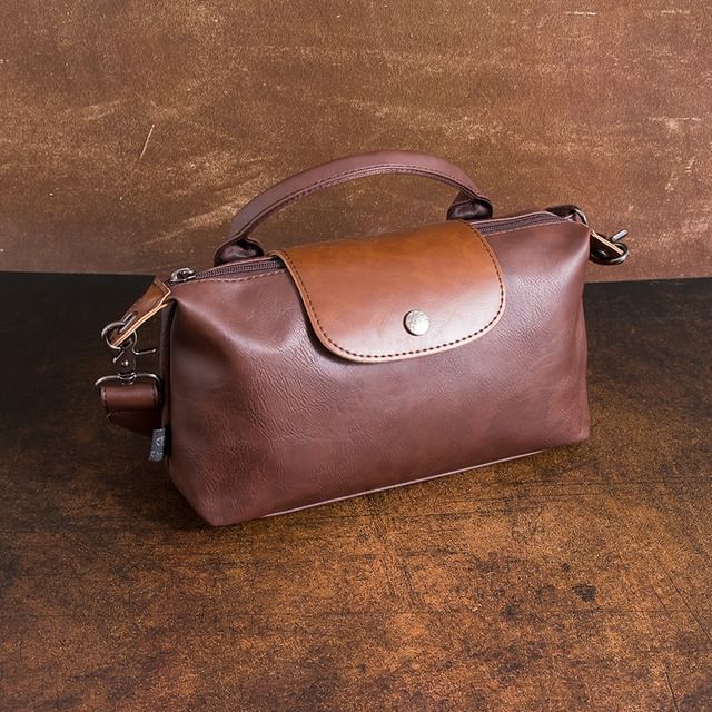 Top Handle Faux Leather Crossbody Bag