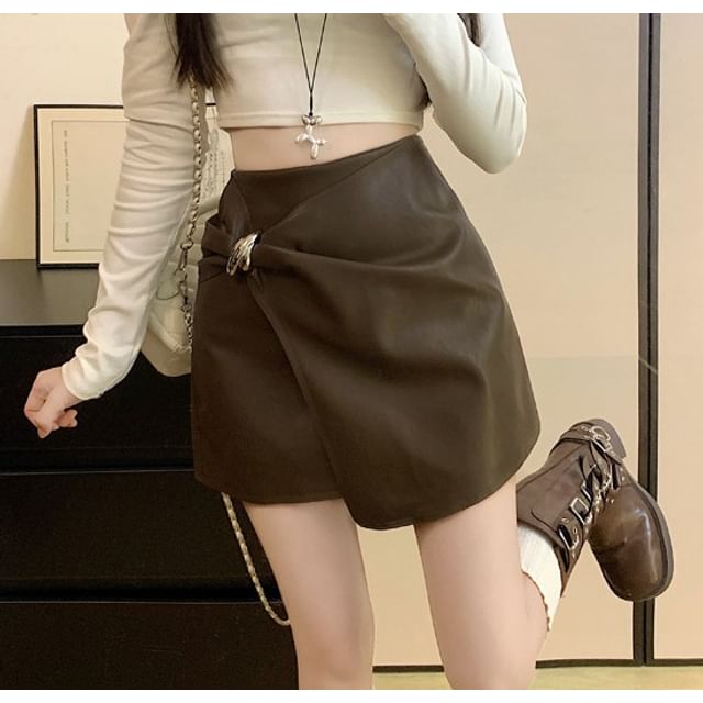 Asymmetrical Mini A-Line Skirt with High Waist