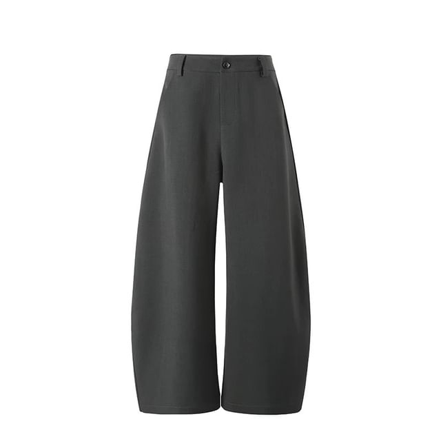 Asymmetric One-Shoulder Blouse with Long Sleeves & High-Waist Baggy Trousers