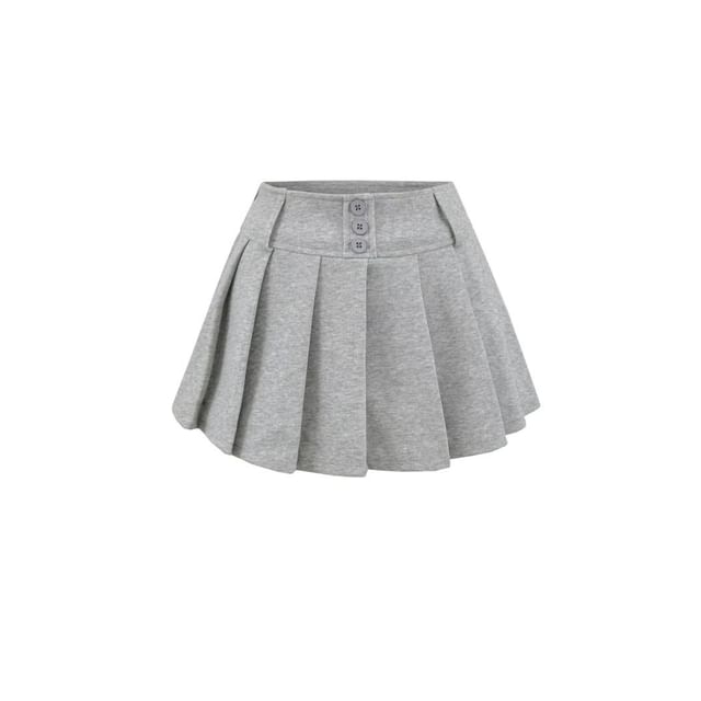 Pleated Mini A-Line Skirt with High Waist