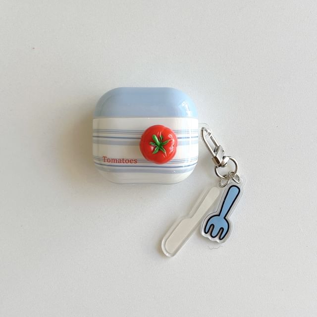 Striped Apple AirPods / Pro Earphone Case Skin / Tomato Adhesive Decoration / Charm / Set