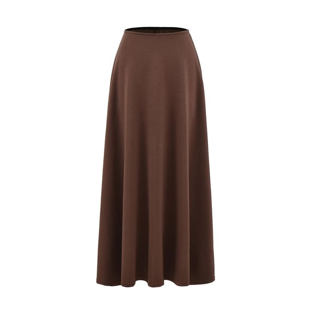 Midi A-Line Skirt with High Waist