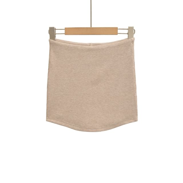 Ribbed Pencil Mini Skirt with High Waist