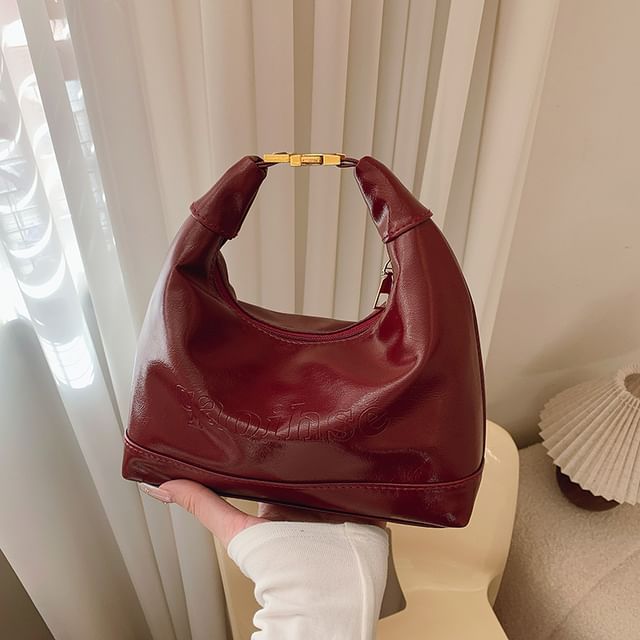 Faux Leather Plain Hobo Bag