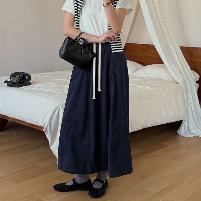 Corduroy A-Line Midi Skirt