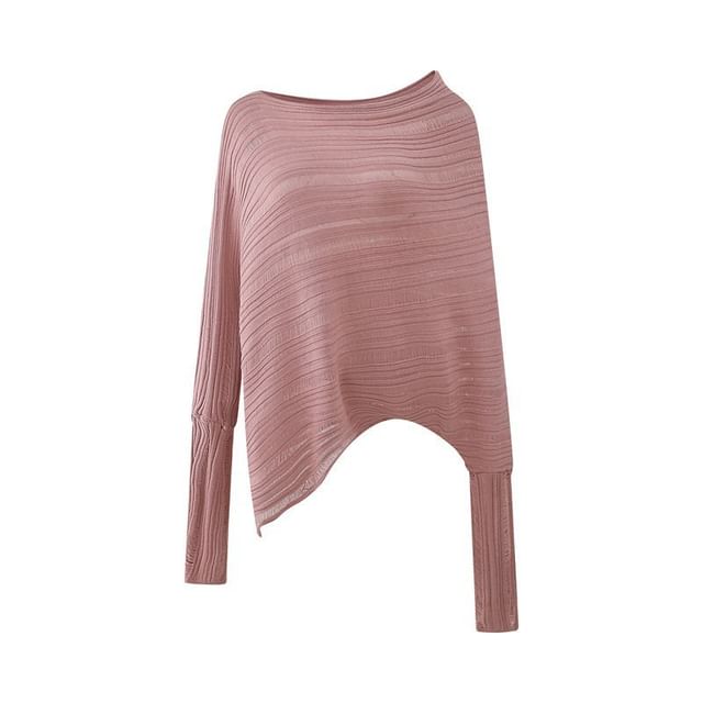 Ribbed Sweater with Boat Neckline