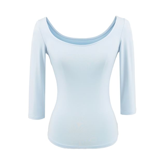Shirred Scoop-Neck Tee in Solid Color, Multiple Styles Available