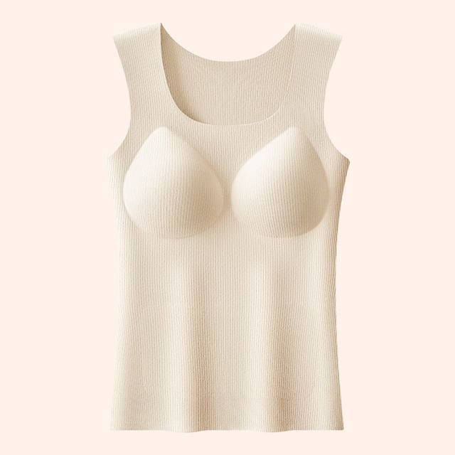 Fleece-Lined Solid Thermal Tank Top, Cozy Insulated Underlayer