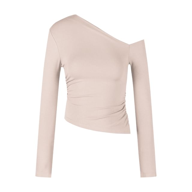 Off-Shoulder Long-Sleeve Solid Blouse