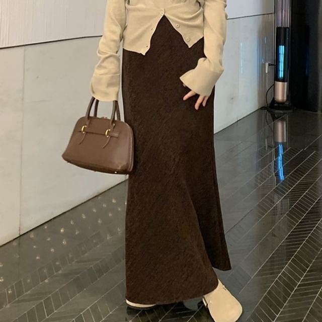 Plain Maxi Mermaid Skirt, High Waist
