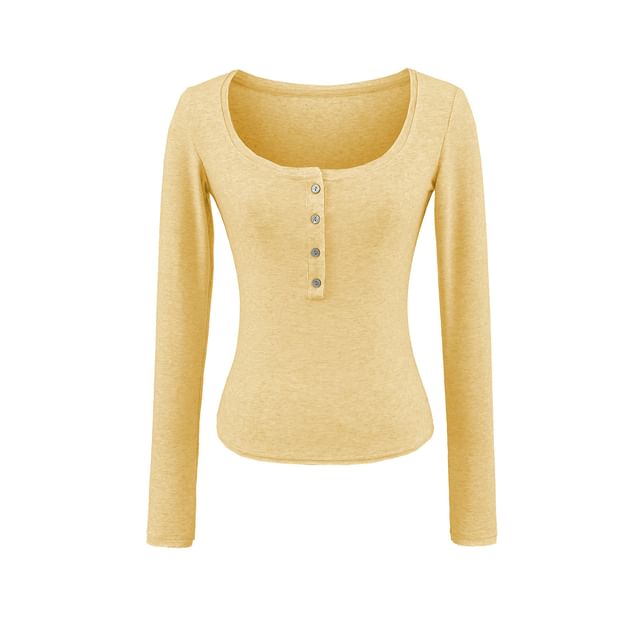 Classic Long Sleeve Henley Tee Shirt