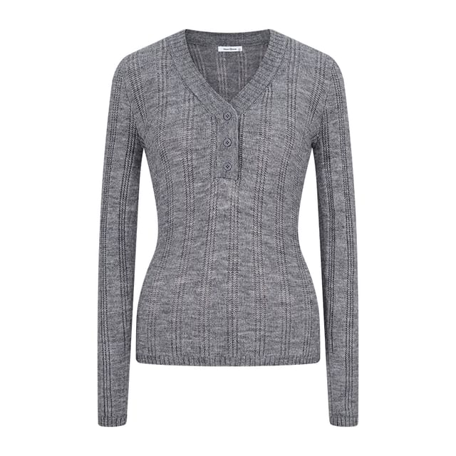 Button Front V-Neck Sweater